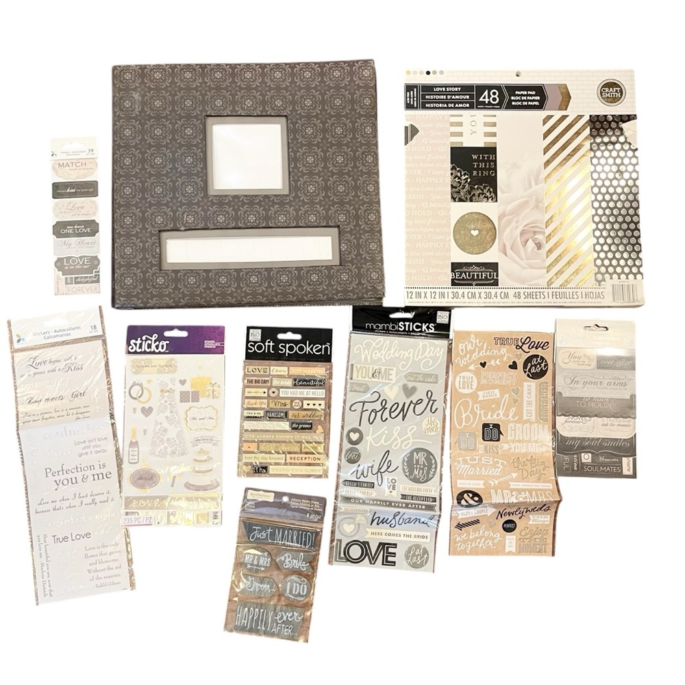K&Company 12x12 Wedding Album Scrapbook Paper Pad Stickers Bulk Lot Set NEW